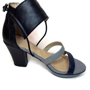 ALL BLACK Navy Blue and Gray Strappy Women's Platform Sandals - Size 7